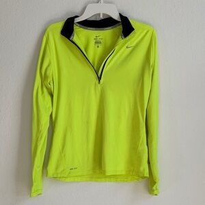 Nike Neon Yellow Dri-FIT Quarter Zip Top